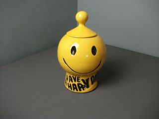 Vintage Mccoy Cookie Jar W/ Lid - Have A Happy Day Smiley Face - 11 " T - K Mg
