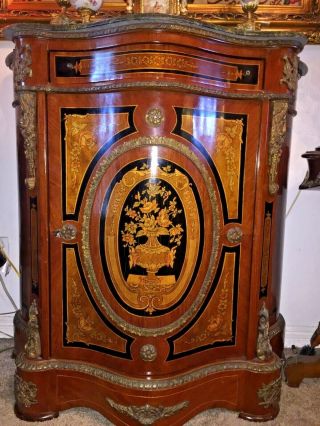Antique Italian Gilted Bronze Marble Top Commode/ Cabinet