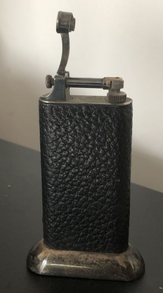 Vintage Dunhill Silver & Leather Lift Arm Cigarette Table Lighter @ 1930