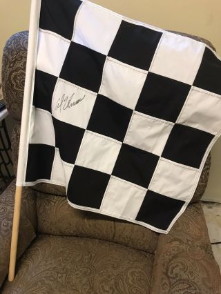 Vintage Indianapolis 500 Speedway Signed Al Unser Sr Checkered Flag Indy Hof