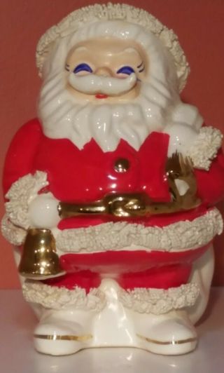 Vintage Spaghetti Trim Christmas Santa Claus Bank Porcelain Japan Napco? Lefton