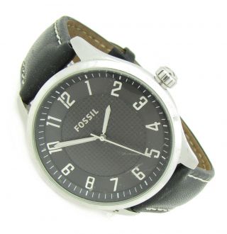 Fossil Xxl Herren Armband Uhr Edelstahl Leder Schwarz Fs - 4495 5atm Batt N18