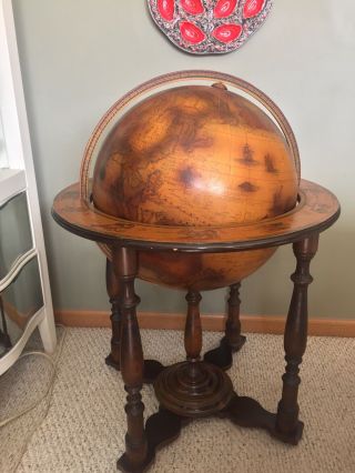 Vintage Antique 1744 Globbo Terraqveo 36” Globe On Wood Stand Base W Astrology