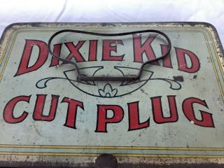 Dixie Kid Cut Plug Tin 3 7/8” High X 7 7/8” Long By 5” Wide In Light Blue