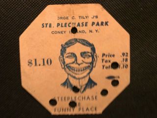 Vintage Steeplechase Park Ticket $1.  10 