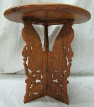 Vintage Pedestal 12.  5 " Round Wood Carved Furniture Plant / Figurine Stand