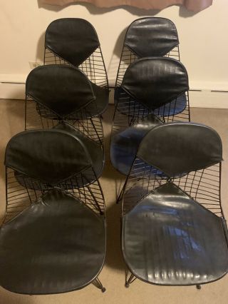 Set Of 6 Herman Miller Vintage Dkr - 2 Bikini Wire Chairs