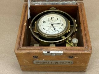 Hamilton Model 22 Marine Chronometer 1942 WII VINTAGE US NAVY SHIP CLOCK 2