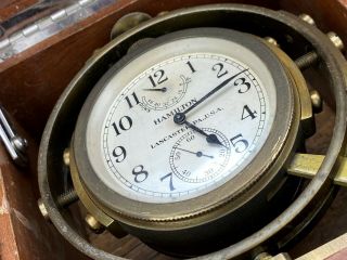Hamilton Model 22 Marine Chronometer 1942 WII VINTAGE US NAVY SHIP CLOCK 3