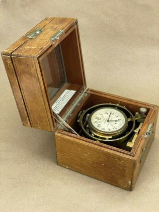 Hamilton Model 22 Marine Chronometer 1942 WII VINTAGE US NAVY SHIP CLOCK 4