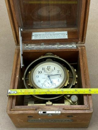 Hamilton Model 22 Marine Chronometer 1942 WII VINTAGE US NAVY SHIP CLOCK 5