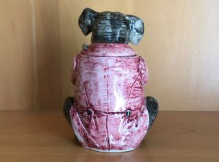 Antique Majolica Figural Elephant Tobacco Jar Humidor Sitting & Smoking 3