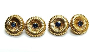 Authentic Vintage Tiffany & Co 18k Yellow Gold Blue Ceylon Sapphire Cufflinks