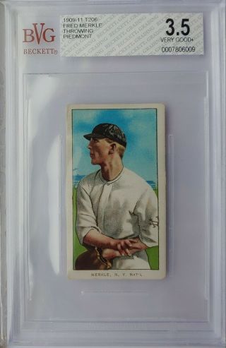 1909 - 11 T206 Fred Merkle Throwing Piedmont 350 - 460 Bvg 3.  5 Beautifully Centered