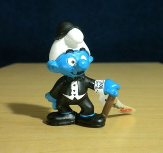 Smurfs 20716 Charlie Chaplin Smurf Movie Actor Figure Vintage Toy Pvc Figurine