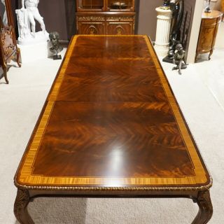 10 ' traditional flamed mahogany corner leg dining table with gold leaf 2