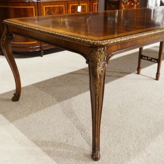 10 ' traditional flamed mahogany corner leg dining table with gold leaf 3
