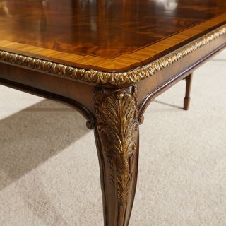 10 ' traditional flamed mahogany corner leg dining table with gold leaf 4
