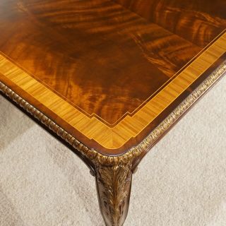 10 ' traditional flamed mahogany corner leg dining table with gold leaf 5