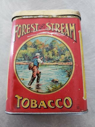 Vintage Forest And Stream Pocket Tobacco Tin Litho Ltd
