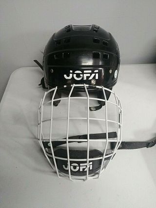 Vintage Jofa Black Hockey Hurling Helmet With 480l Cage Sweden