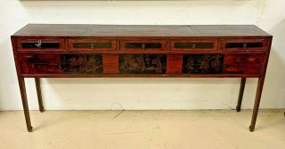 Antique Chinese Cabinet Console Altar Table Red Lacquer Chinoiserie Sideboard