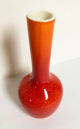 Vintage Royal Haeger Pottery Bud Vase Orange Color Mid Century Modern Vase 7.  5 "