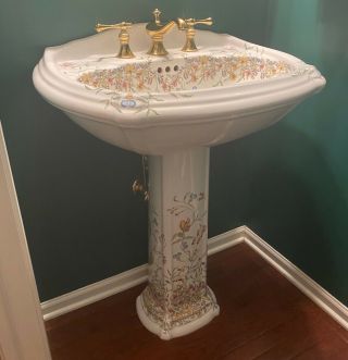Kohler English Trellis Artists Edition Pedestal Sink And Toilet Complete Set