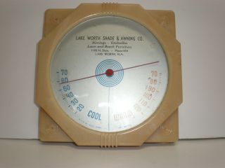 Vintage Lake Worth Florida Butterscotch Bakelite Frame Advertising Thermometer