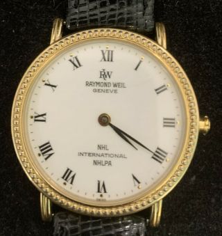 Vintage Raymond Weil Gold Plated Nhl International Nhlpa Battery Mens Watch