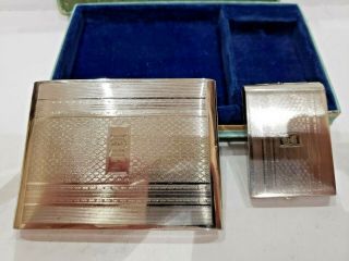 Vintage ELGIN / EAM Silver Plated Cigarette Case / Card Holder & MATCH CASE SET 2