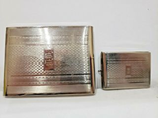 Vintage ELGIN / EAM Silver Plated Cigarette Case / Card Holder & MATCH CASE SET 3