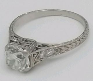 Antique Art Deco Platinum 1 Ct Diamond Filigree Solitaire Ring Resizing
