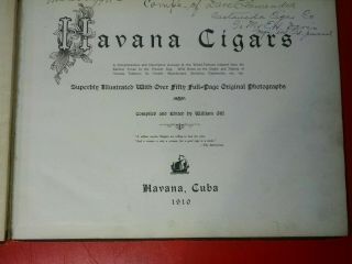 CIGAR HAVANA CIGARS BOOK ON HISTORY OF HAVANA CIGARS 1910 RARE GOLDENHILL3898 3