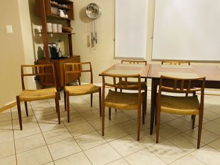 Set Of 6 Teak Niels Jl Moller Model 79 Dining Chairs Vintage Midcentury Modern