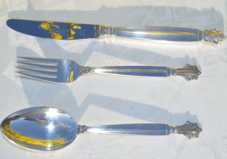 Georg Jensen Acanthus Dinnerset For 6,  Knives Forks And Spoon Sterling Silver