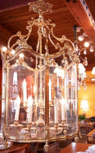 Palatial Size French Hall Gilt Bronze Lantern Chandelier Rococo Louis Xv