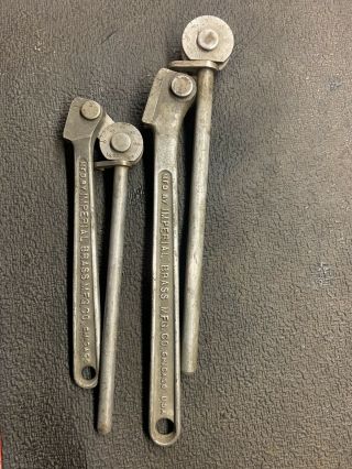 2 Vintage Imperial Brass Tubing Benders 4 - 4,  11 - 2,  Brake Line Tool,