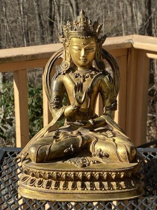 Chinese Or Tibetan (sinotibetan) Gilt Bronze Buddha,  Exact Age Unknown