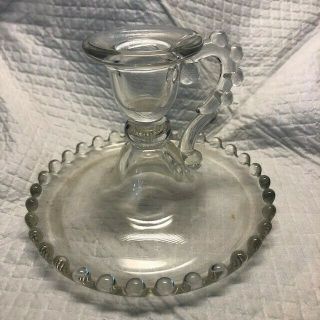 Candlewick Vintage Clear Glass Handled Candle Stick Holders