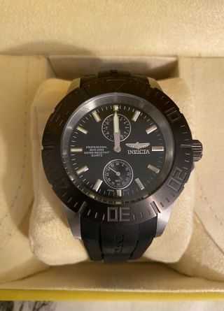 Nwt Nib Invicta Pro Diver Mens Black Stainless Steel Quartz Watch Model 14386