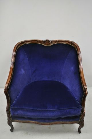 Large Oversized Beacon Hill Henredon Blue French Louis XV Style Lounge Arm Chair 2