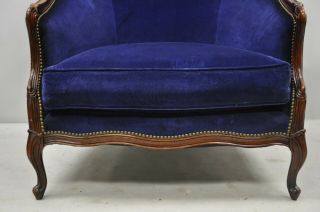 Large Oversized Beacon Hill Henredon Blue French Louis XV Style Lounge Arm Chair 5