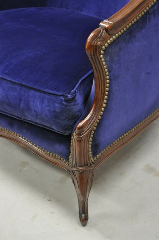 Large Oversized Beacon Hill Henredon Blue French Louis XV Style Lounge Arm Chair 6