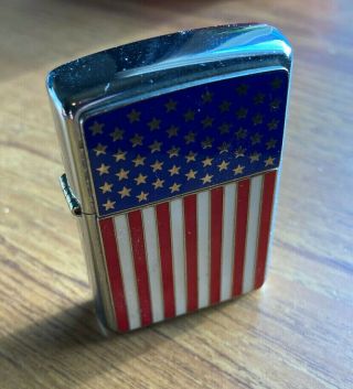 Vintage Zippo American Flag Cigarette Lighter Don Engraved On Back