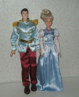 Vintage Disney Store Cinderella & Prince Charming 12 " Dolls.  Outfits.