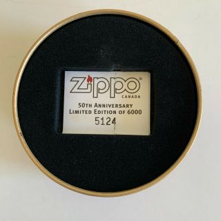 Zippo Canada 50th Anniversary Lighter & Tin 1949 - 1999 5124 Of 6000 Limited Ed