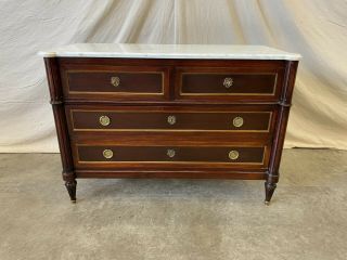 Louis Xvi Style French Marble Top Commode - 19th C