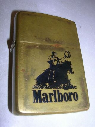 Vintage Zippo Lighter - Solid Brass Marlboro / 1932 - 1989