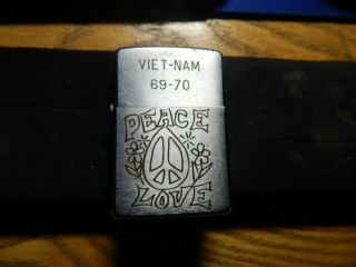 Authentic Vietnam Zippo Peace Love 1969 - 70 " Fly United " Mating Ducks Zippo